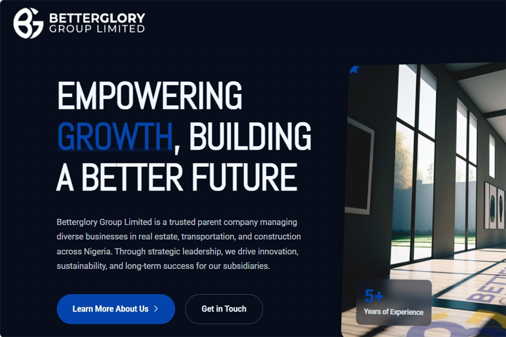 Screenshot of the Betterglory Group Limited website