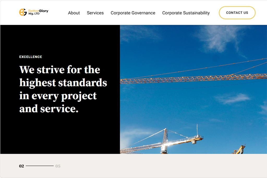 Screenshot of the Betterglory Nig. Ltd website
