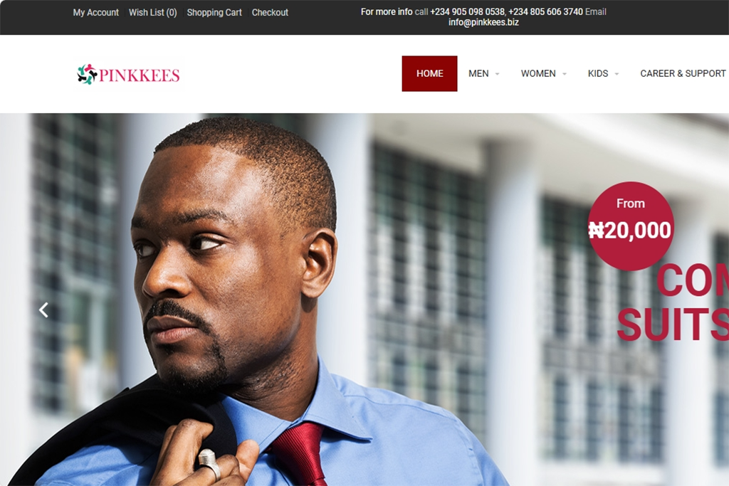 Screenshot of the Pinkkees website